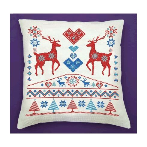 Reindeer Premium Cushion Cover Cross Stitch Kit