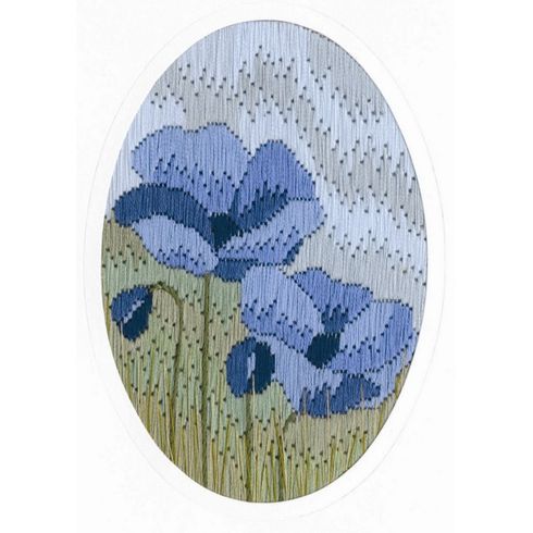 Blue Poppy Long Stitch Card Kit