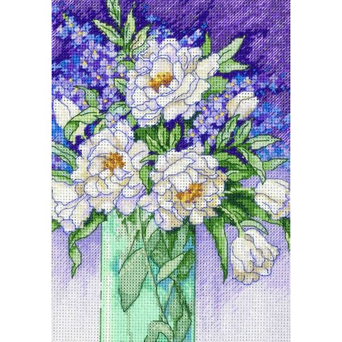 White Peonies Cross Stitch Kit