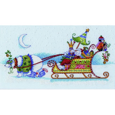 Snow Bear &amp; Sleigh Cross Stitch Kit