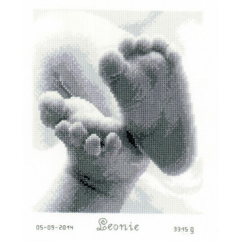 Baby Feet Cross Stitch Birth Sampler Kit