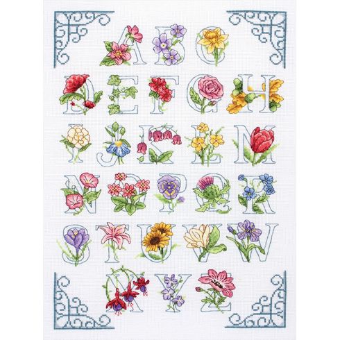 Floral Alphabet Cross Stitch Kit