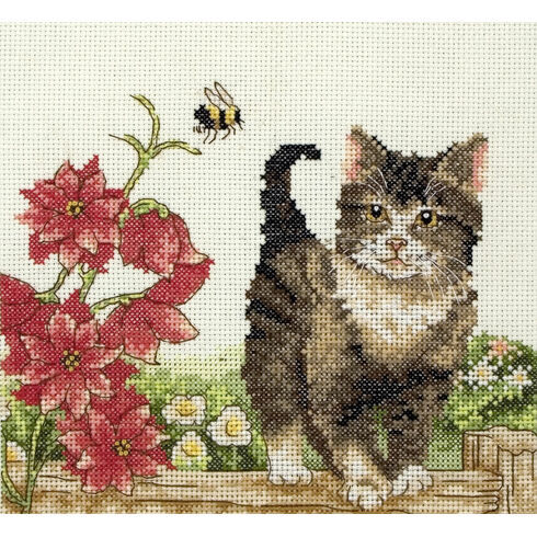 Cat With Flowers Cross Stitch Kit