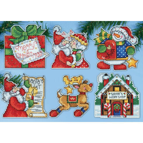 Santa's Workshop Cross Stitch Ornaments Kit (Set of 6)