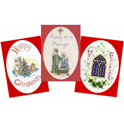 Traditional Collection Set Of 3 Cross Stitch Christmas Card Kits